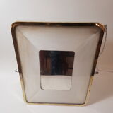 Miroir lumineux, cadre laiton doré et chromé, années 30 - 30x36cm