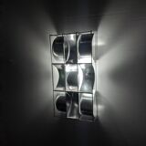 Max Sauze original aluminium geometric wall sconce, 1970s