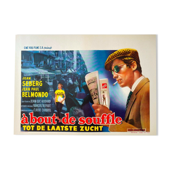Affiche cinéma originale "A Bout de Souffle" Jean-Paul Belmondo, Jean-Luc Godard 37x54cm 1960