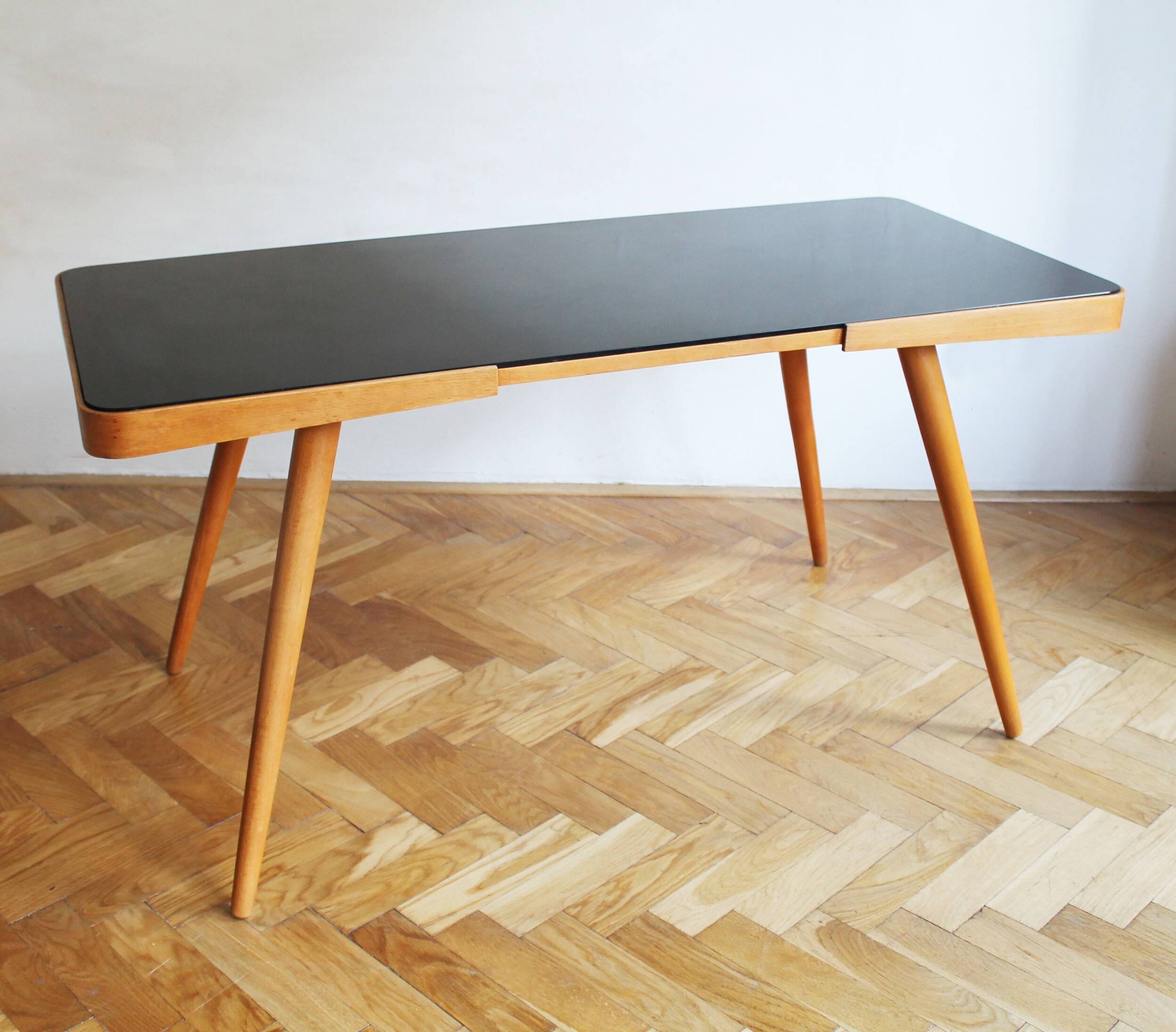 1960's Mid Century Coffee Table with a black opaxite glass by Jiri Jiroutek