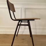 Industrial chair, vintage school chair, wood and metal