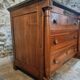 Antique commode, walnut and oak, marble top, 3 drawers, France circa 1820–1850.