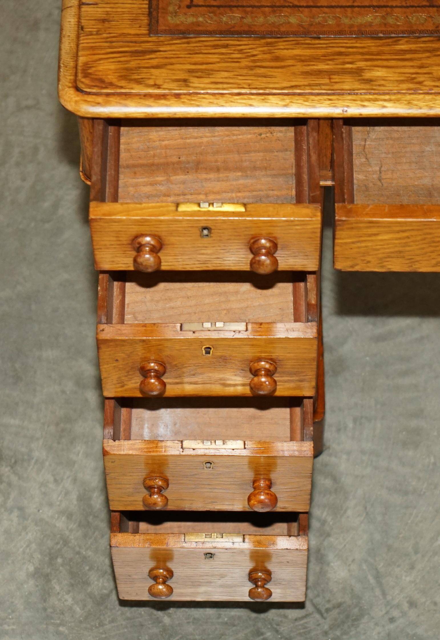 Victorian oak desk with hand-dyed leather.