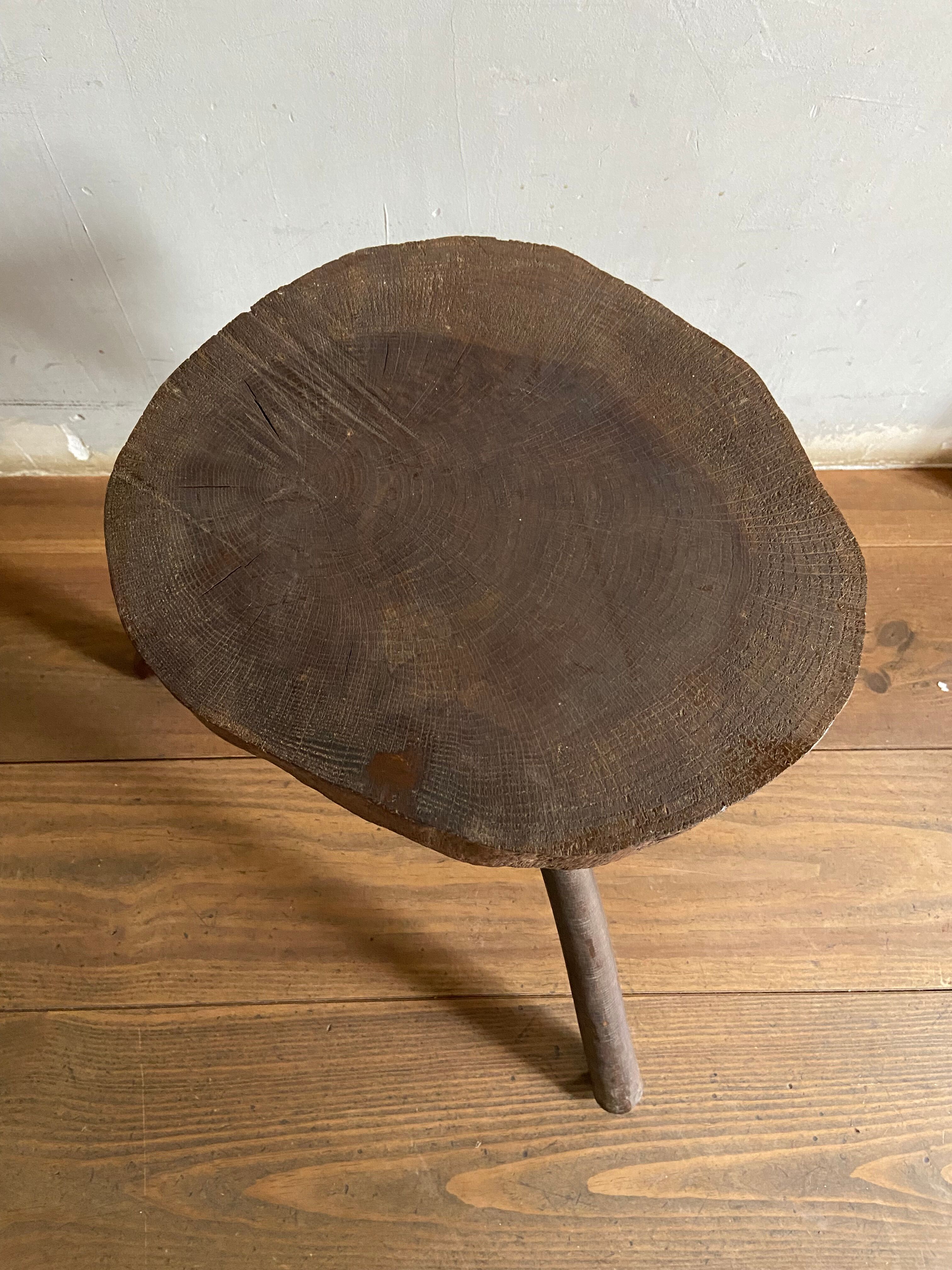 Brutalist stool brown tripod