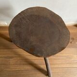 Brutalist stool brown tripod