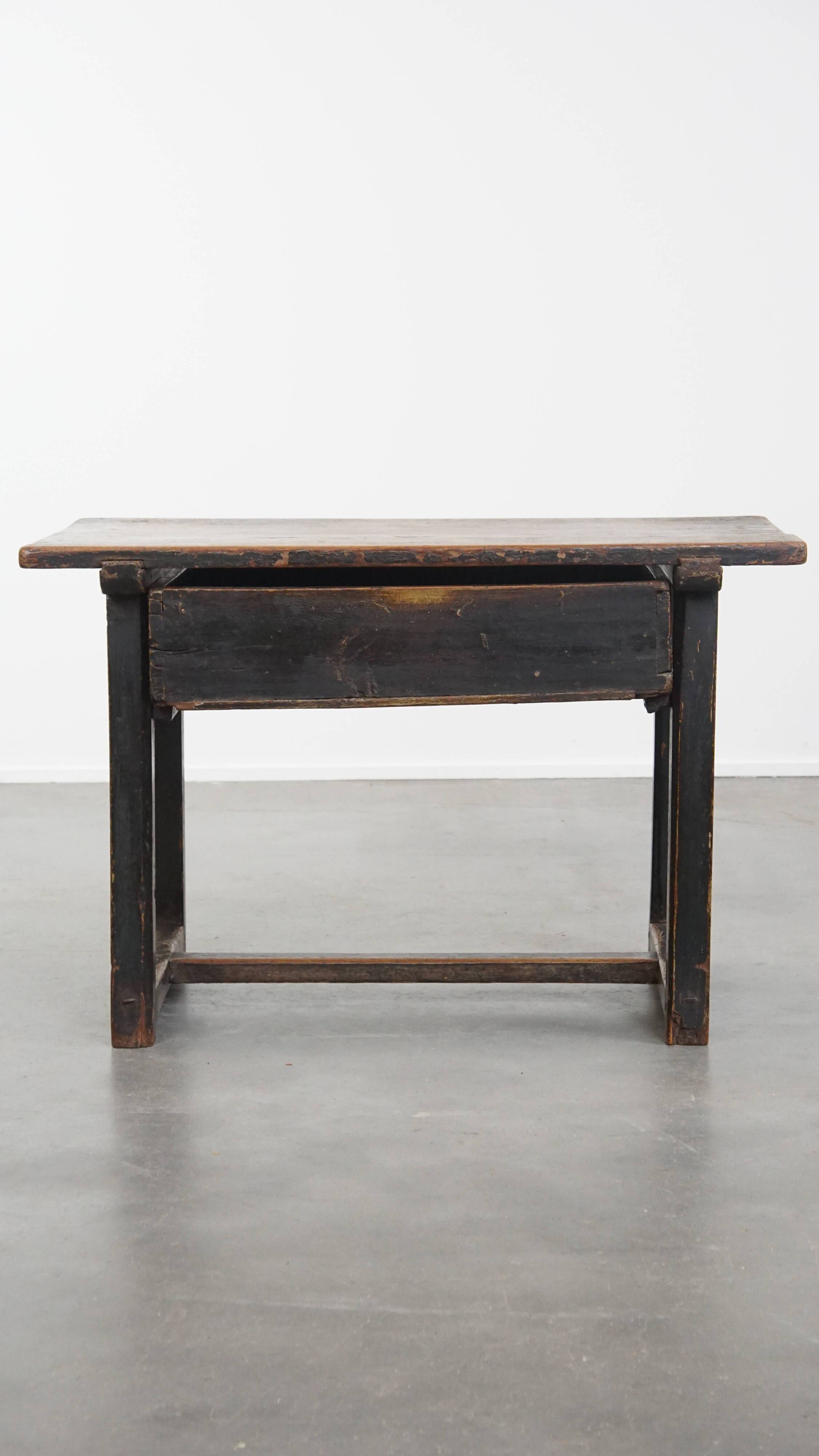 Antique Spanish side table from the late 18th century with a drawer
