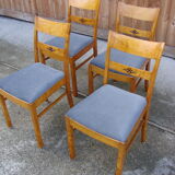 Set of 4 art deco chairs, 1940s