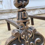 Vintage solid brass and steel chenets