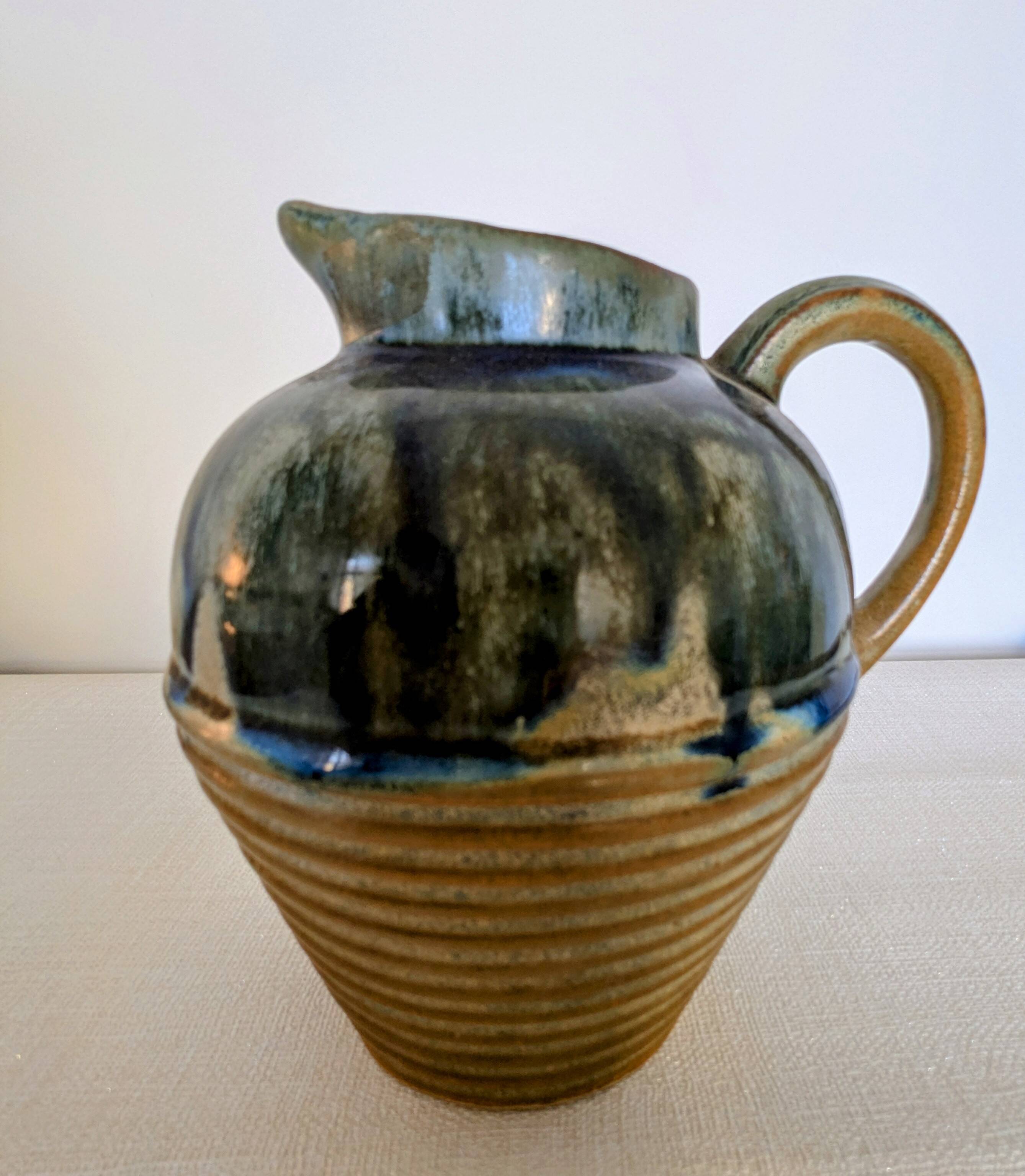 Vintage glazed stoneware pitcher