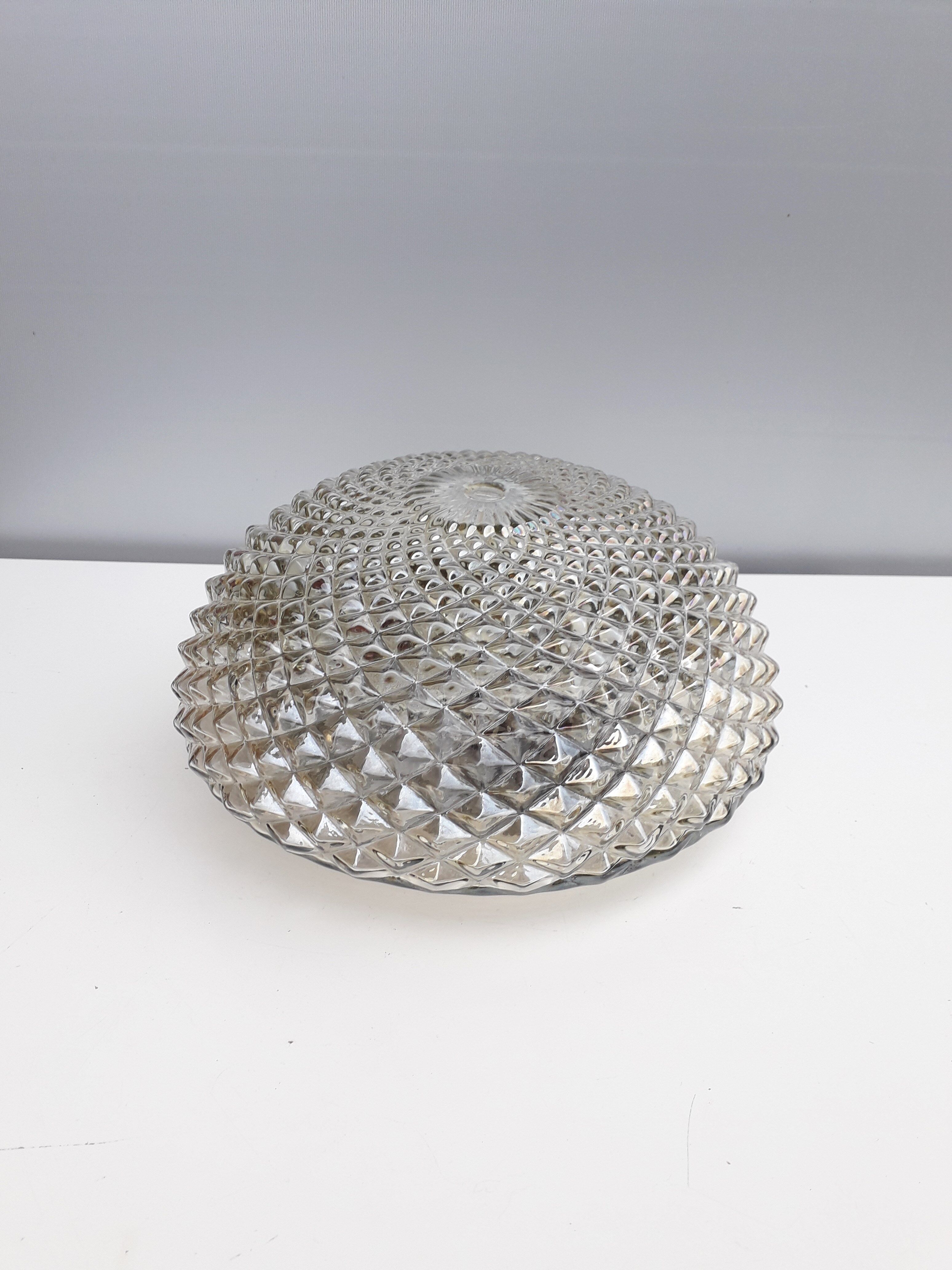 Vintage ceiling lamp / wall lamp - molded glass diamond tips - 1970