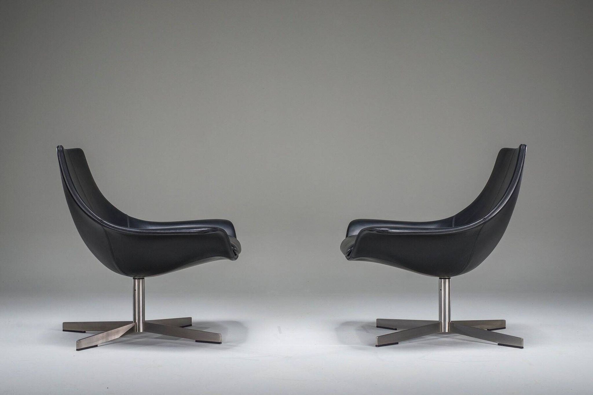 Set of leather armchairs by Rodolfo Dordoni for Matteo Grassi, 1990s