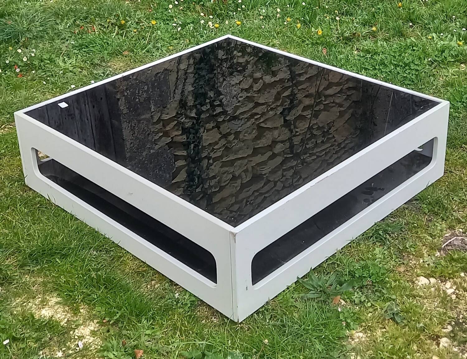 White and black square coffee table