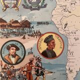 Affiche ancienne carte illustrée de l'amérique andine de 1948 - jp pinchon
