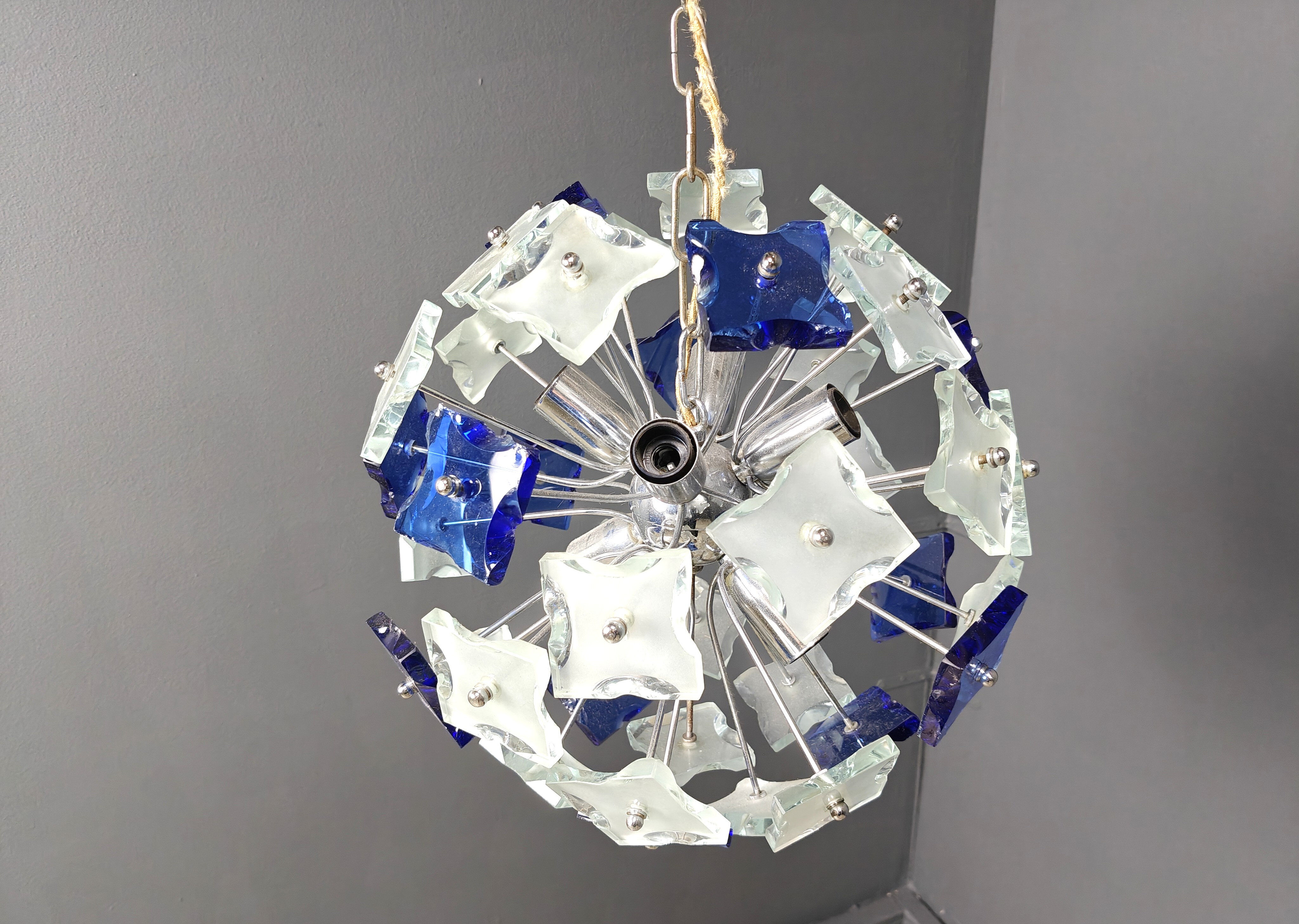 Hammered glass chandelier, 1970s