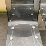 Set of 4 vintage chrome metal and plexiglass chairs