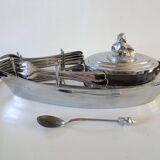 Bateau en inox support vinaigrette vintage années 60