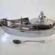 Vintage 60s stainless steel vinaigrette holder boat