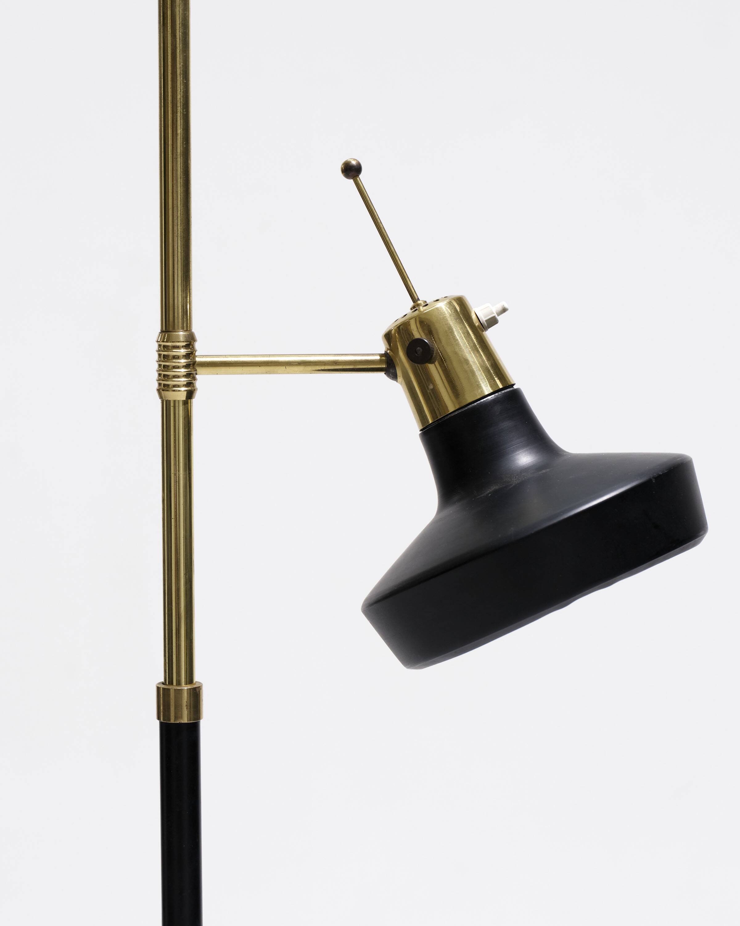 Black and gold metal floor lamp, 1950s