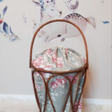 Standing worker in rattan and toile de Jouy style fabric