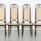 Lot de 4 chaises hautes vintage en bois courbé « Long John » de Thonet