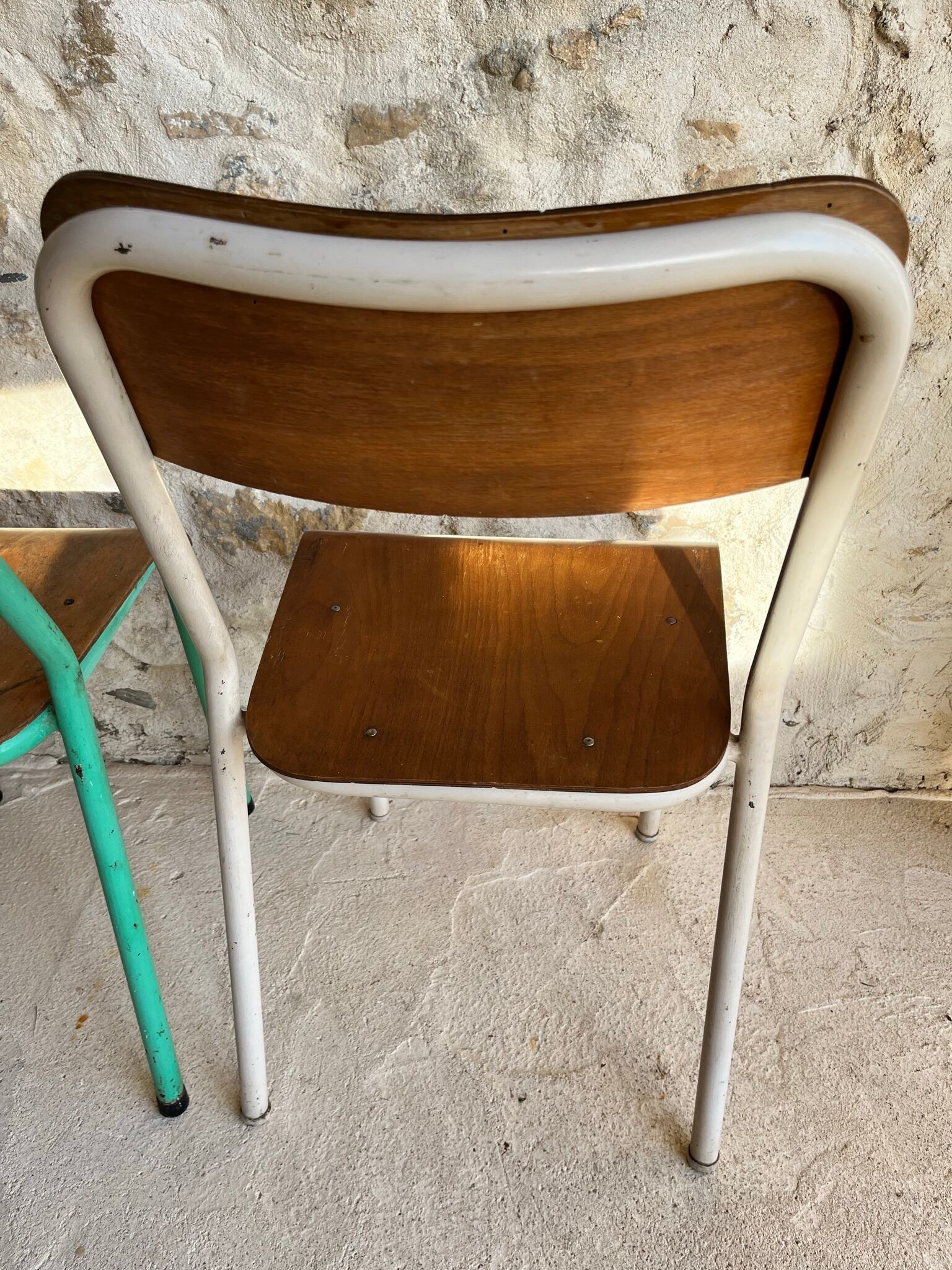 Set of 4 mismatched old school style chairs