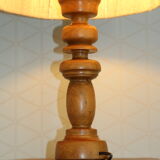 Turned wood lamp with 600mm rope shade