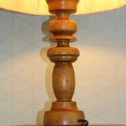 Turned wood lamp with 600mm rope shade