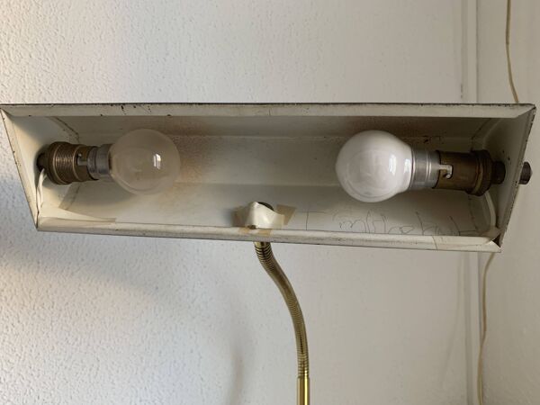 Lampe vintage 1960 de banquier Aluminor noire dorée bureau - 45cm