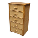 Vintage rattan chest of drawers