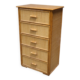 Vintage rattan chest of drawers