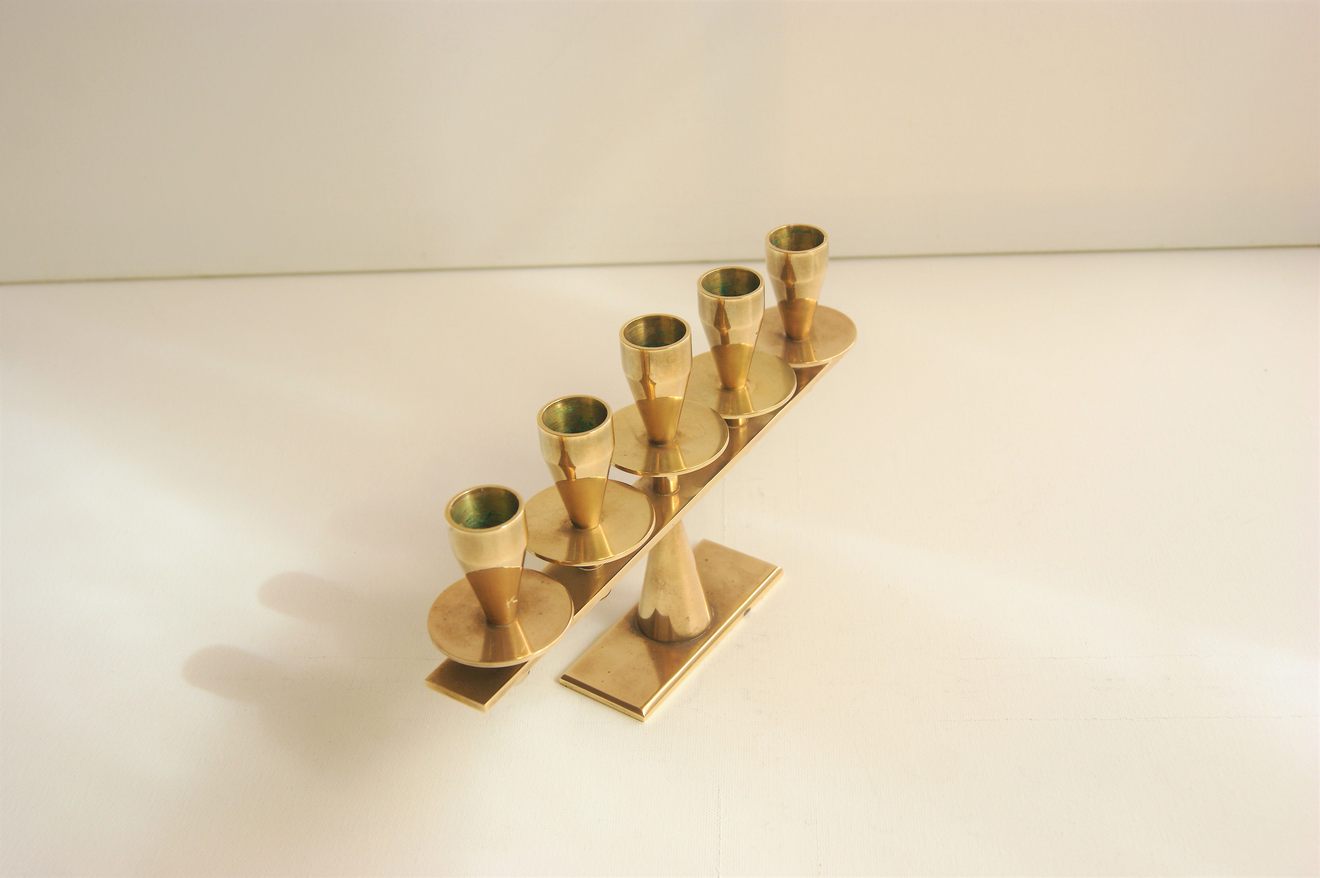 Rare mid-century modern brass candle hold from KARA Denmark 1960s.