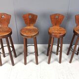 Mid century brutalist bar stools - set of 4, 1960s