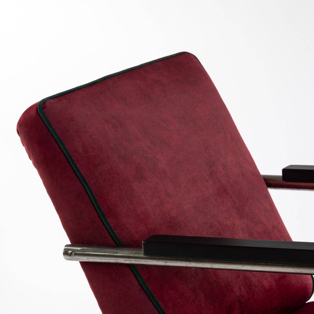 1930s Bauhaus cantilever armchair, upholstered in purple-red