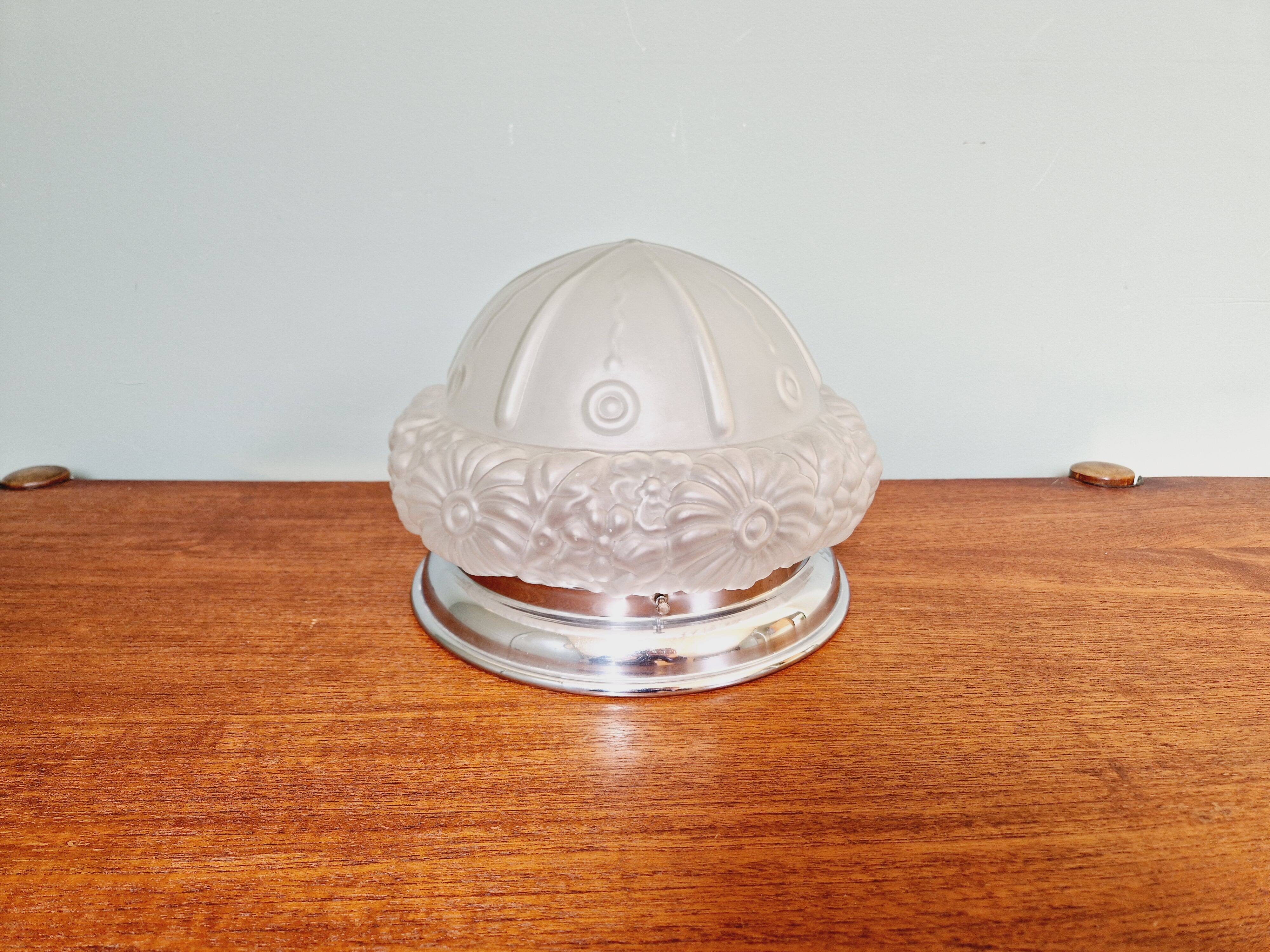 Art Deco ceiling lamp in satin glass, 1920s-30s