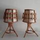 Pair of vintage bamboo bedside lamps