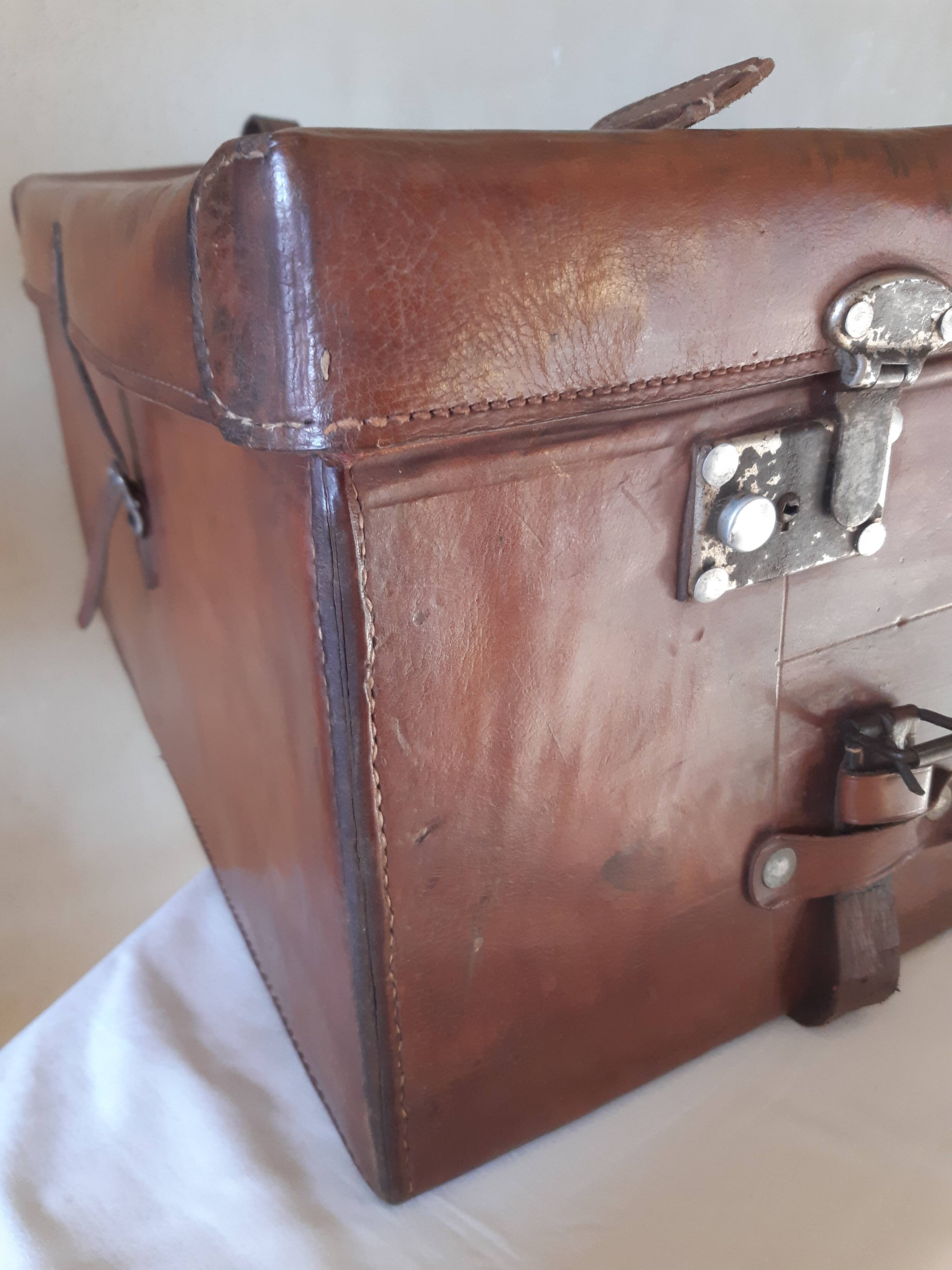 Large leather suitcase