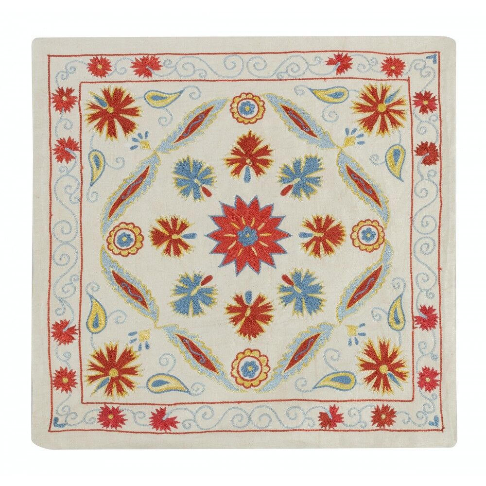SET OF 2 - 100% Silk Cushion Covers. Embroidered Accent Pillows. Suzani Throw Pillows