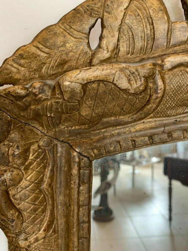 Miroir Louis XV en bois sculpté doré Trumeau de cheminée XIX siècle 80x56cm