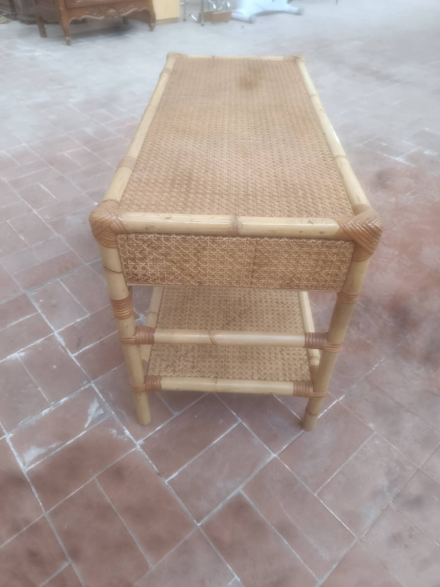 Bamboo and cane coffee table