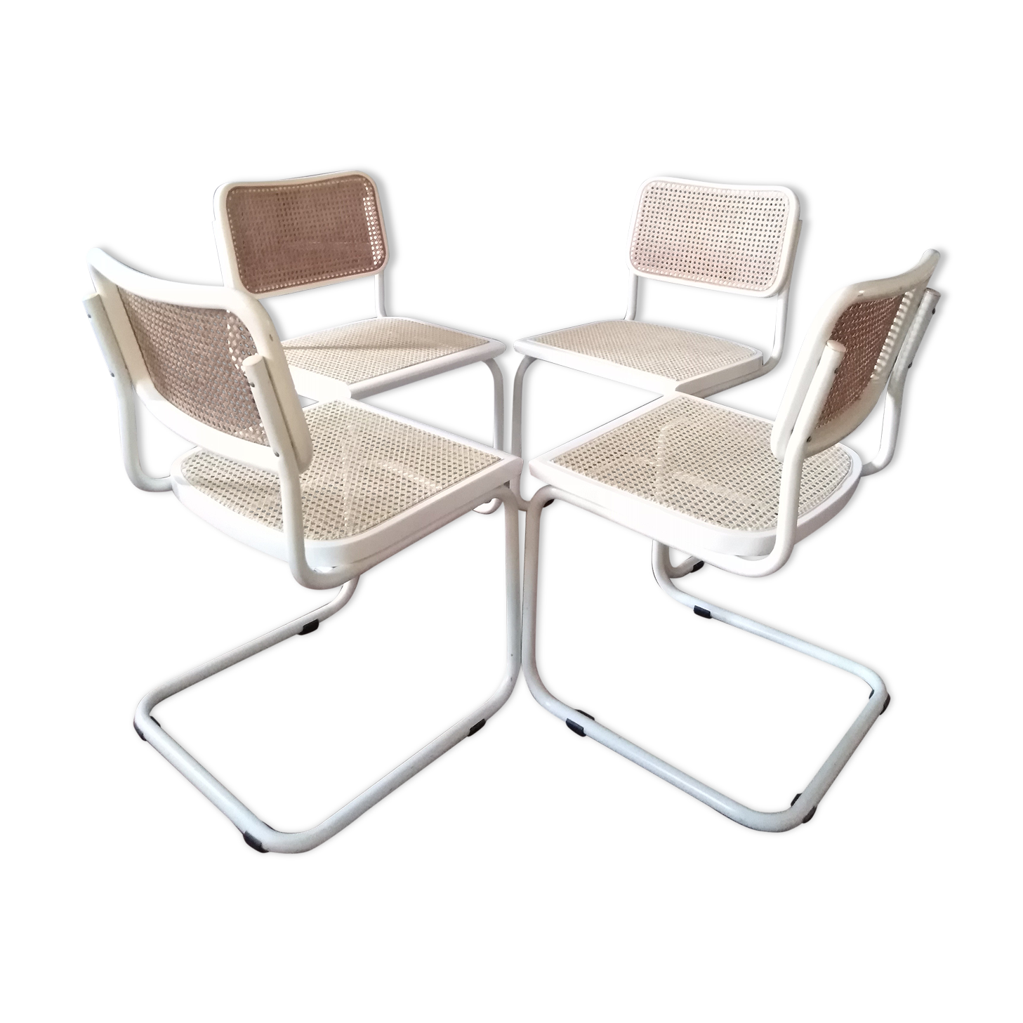 White Cesca B32 Marcel Breuer chairs 1970