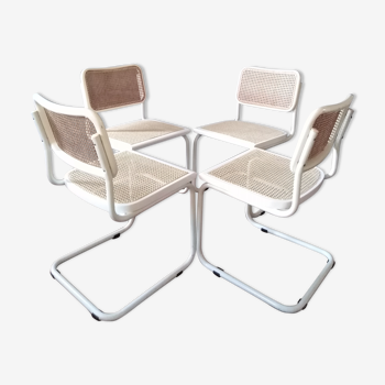 White Cesca B32 Marcel Breuer chairs 1970