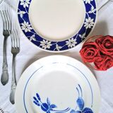 Mismatched antique flat plates in earthenware