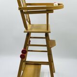 Vintage wooden doll high chair convertible into a walker