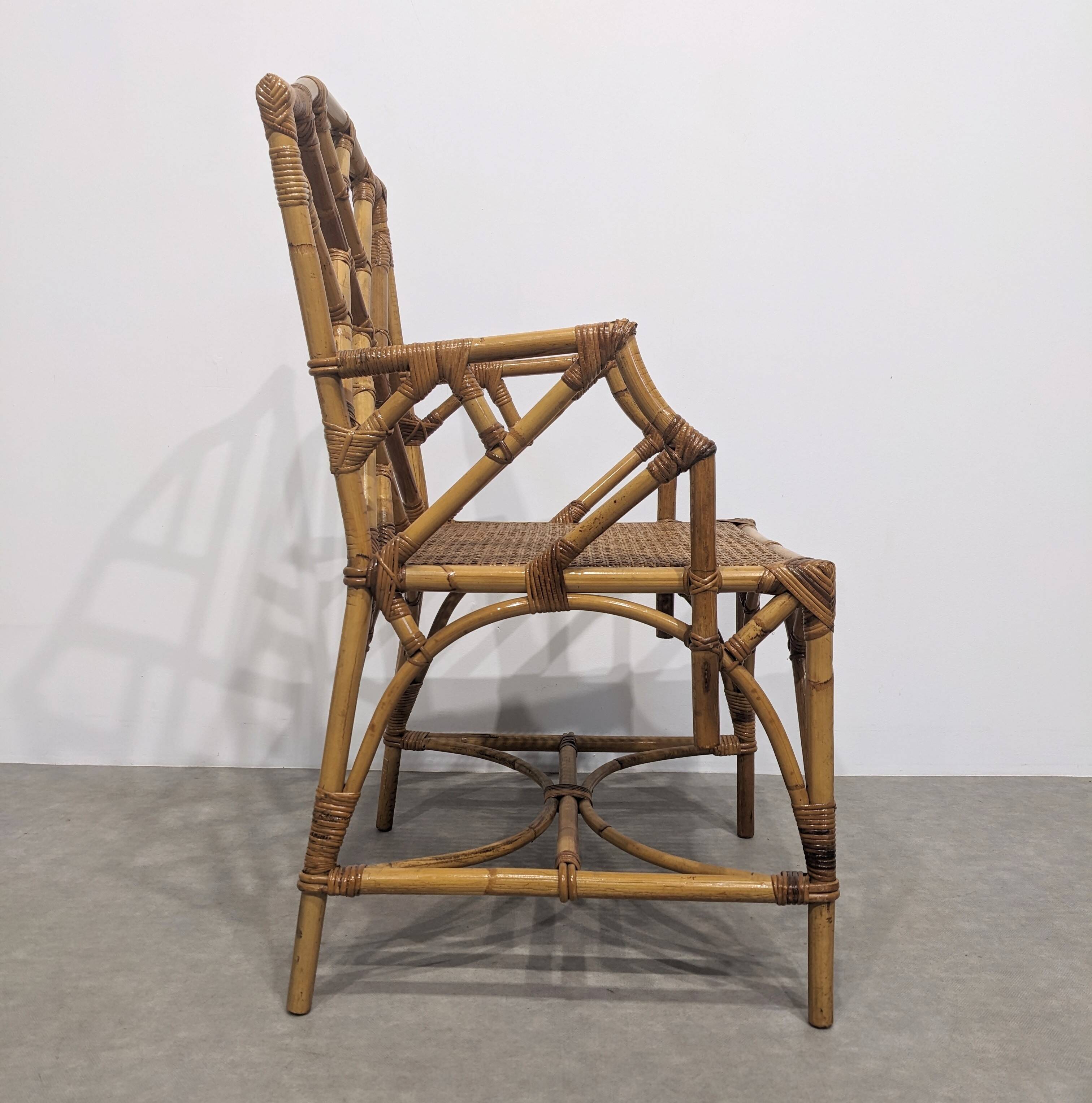 Vintage rattan and bamboo armchair