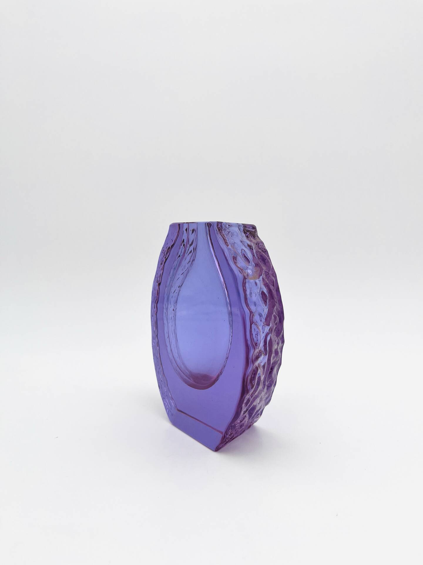Murano Vase Alexandrite Mandruzzato Neodymium Brutalist Bark 13.5