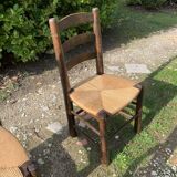 Set of 6 vintage straw farm chairs