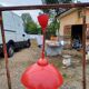 Vintage Red Tole Suspension