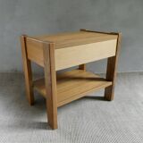 Simat France solid elm bedside table, 1980s