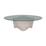 Travertine and glass dining table