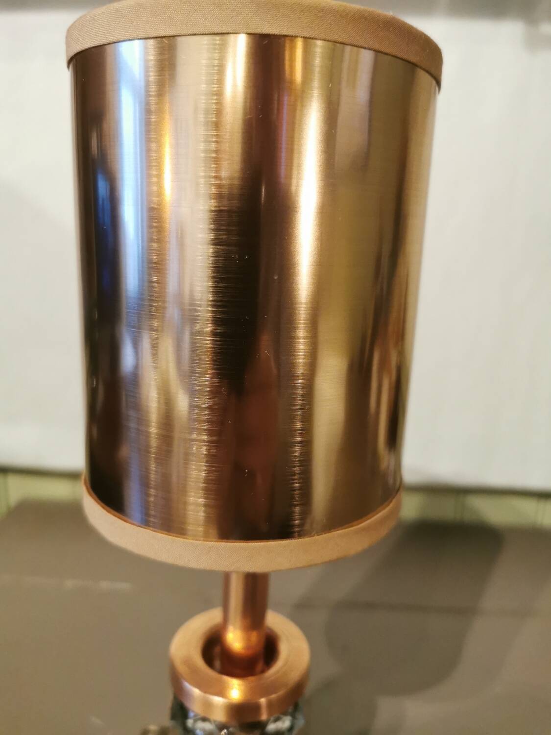 Art Deco mirror lamp, copper and glass